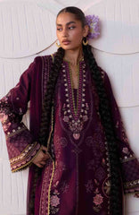 Zan By Hussain Rehar Unstitched Lawn Embroidered 3 Piece Suit -HRZANLXL-14- Banafsh- Summer Collection