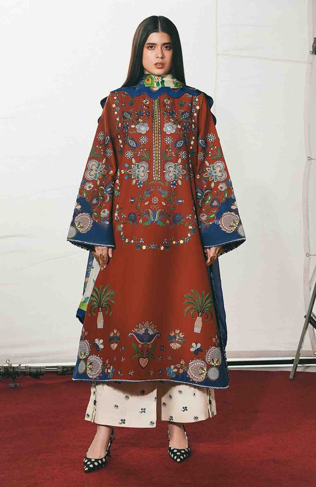 Jugnu by Hussain Rehar Unstitched Lawn Embroidered 3 Piece Suits- -JUGELXL-12- Tahmi- Summer Collection