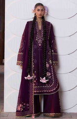 Zan By Hussain Rehar Unstitched Lawn Embroidered 3 Piece Suit -HRZANLXL-14- Banafsh- Summer Collection