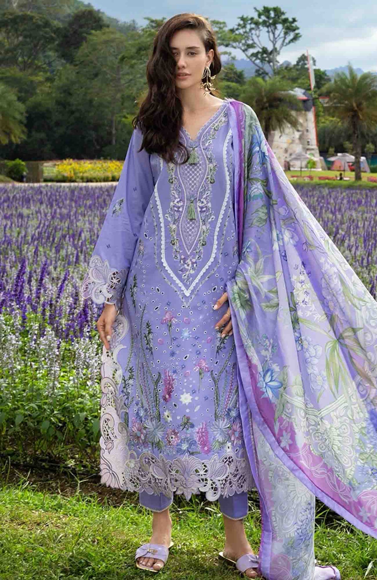 The Secret Garden - Hemline By Mushq Unstitched Lawn  Embroidered 3 Piece Suit MQHMSGL - 02- Daisy Reverie -  Summer Collection