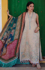 Luxury Lawn By Farah Talib Aziz Unstitched Lawn Embroidered 3 Piece Suit - FTALXL-12- Isebella Sand - Summer Collection