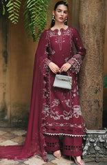Qline by Qalamkar  Unstitched Lawn Embroidered 3 Piece Suit - QLMQDL-12- Garnet -  Summer Collection