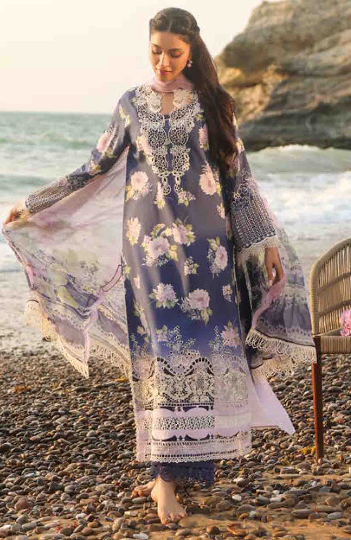 Summer Dream By Manara Unstitched Lawn Embroidered 3 Piece Suit - MNMSDRL-12- Serenity-Summer Collection