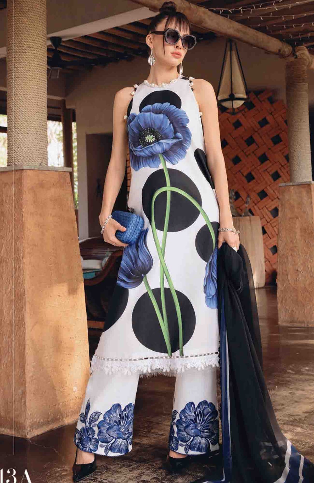 Mprints Safari Scape by Maria B Unstitched Lawn Embroidered 3 Piece Suit - MBMPSSL-13A -  Summer Collection