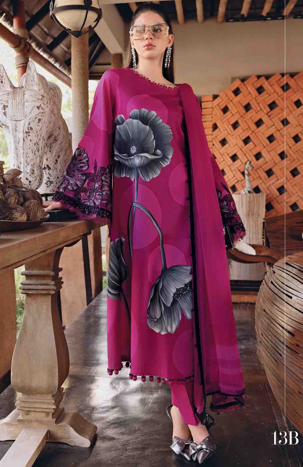 Mprints Safari Scape by Maria B Unstitched Lawn Embroidered 3 Piece Suit - MBMPSSL-13B -  Summer Collection