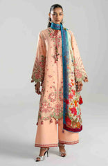 Zan By Hussain Rehar Unstitched Lawn Embroidered 3 Piece Suit -HRZANLXL-08- Saftali- Summer Collection