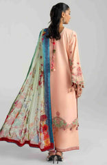 Zan By Hussain Rehar Unstitched Lawn Embroidered 3 Piece Suit -HRZANLXL-08- Saftali- Summer Collection