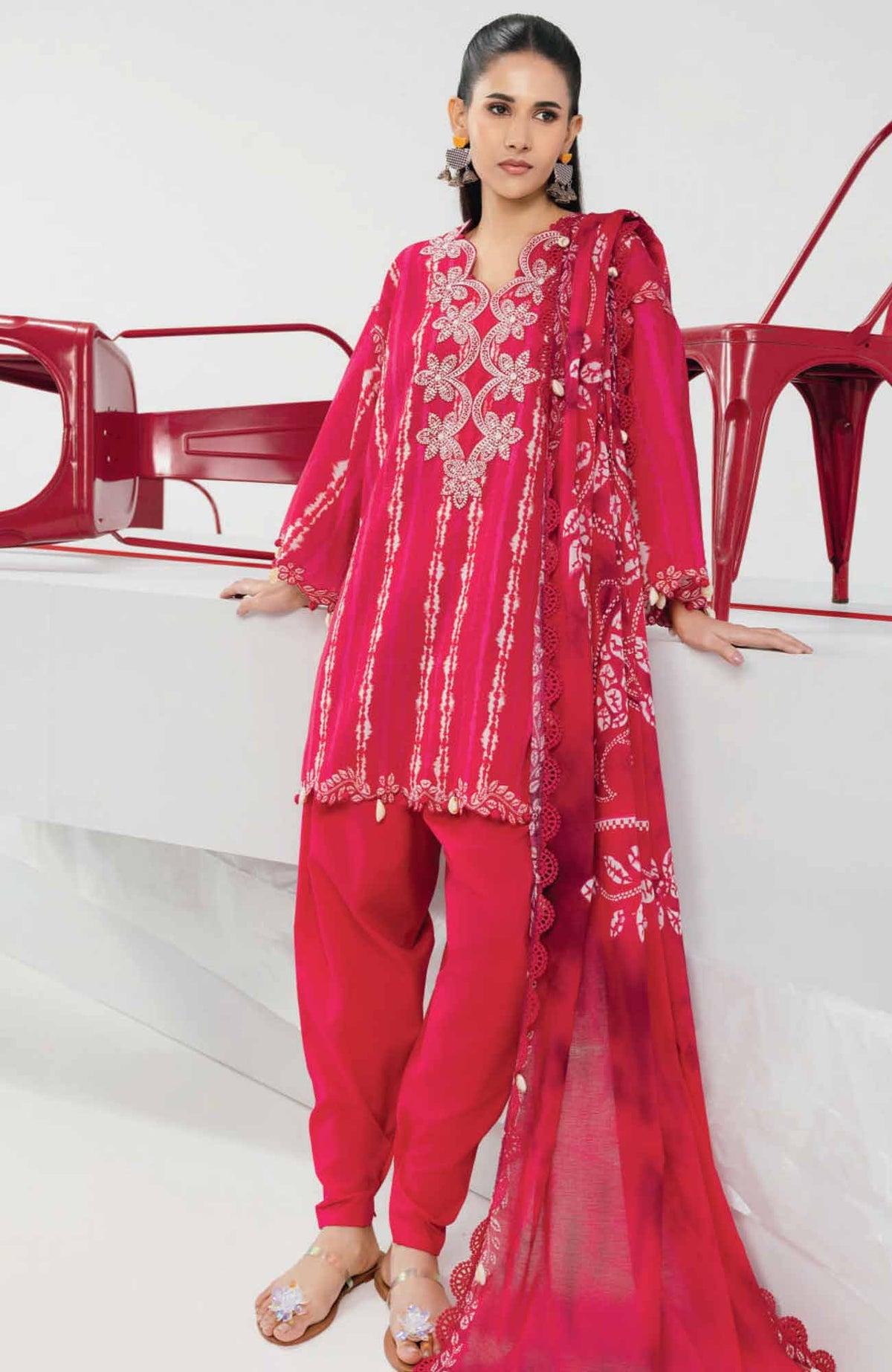 Mbasic by Maria B Unstitched Lawn Embroidered 3 Piece Suit - MBSCL-14A -  Summer Collection