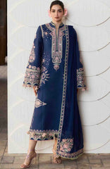 Zan By Hussain Rehar Unstitched Lawn Embroidered 3 Piece Suit -HRZANLXL-12- Abi- Summer Collection