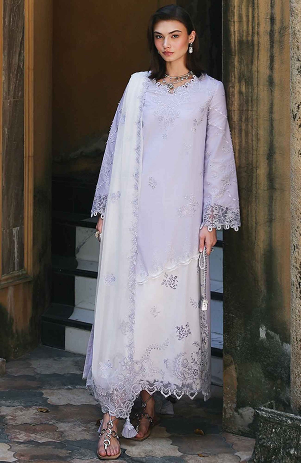 Qline by Qalamkar  Unstitched Lawn Embroidered 3 Piece Suit - QLMQDL-14-Aleen -  Summer Collection