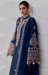 Zan By Hussain Rehar Unstitched Lawn Embroidered 3 Piece Suit -HRZANLXL-12- Abi- Summer Collection