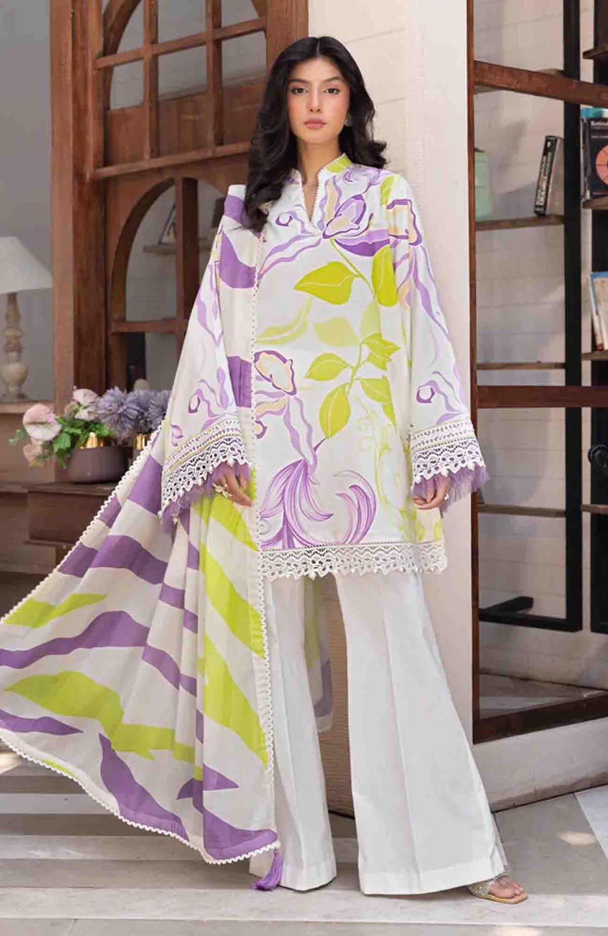 M Basic Elaheh Vol-II By Maria B Unstitched Lawn  Printed  3 Piece Suit - MBSCELPL11 - Summer Collection
