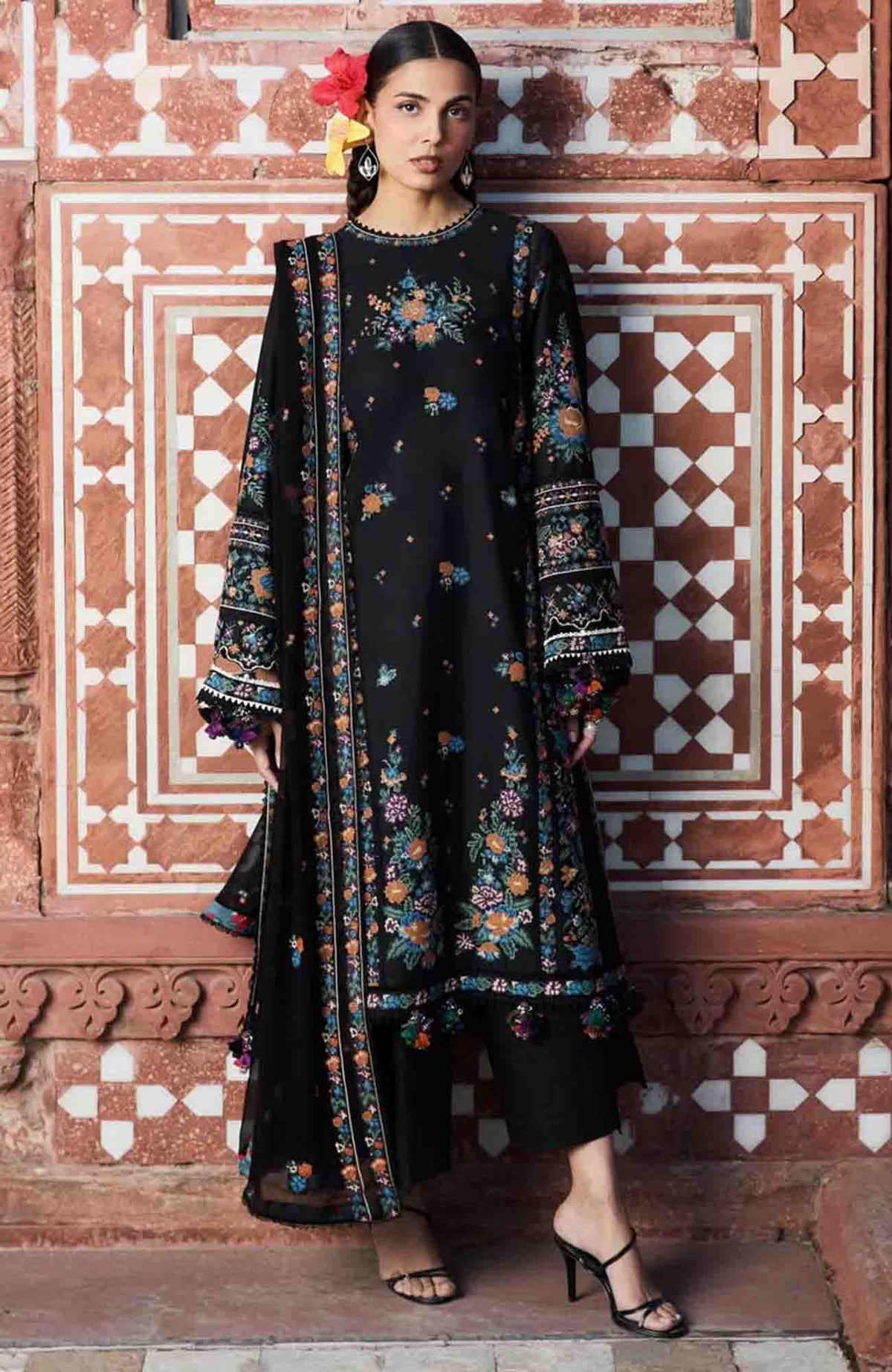 Zan By Hussain Rehar Unstitched Lawn Embroidered 3 Piece Suit -HRZANLXL-01- Aswa- Summer Collection
