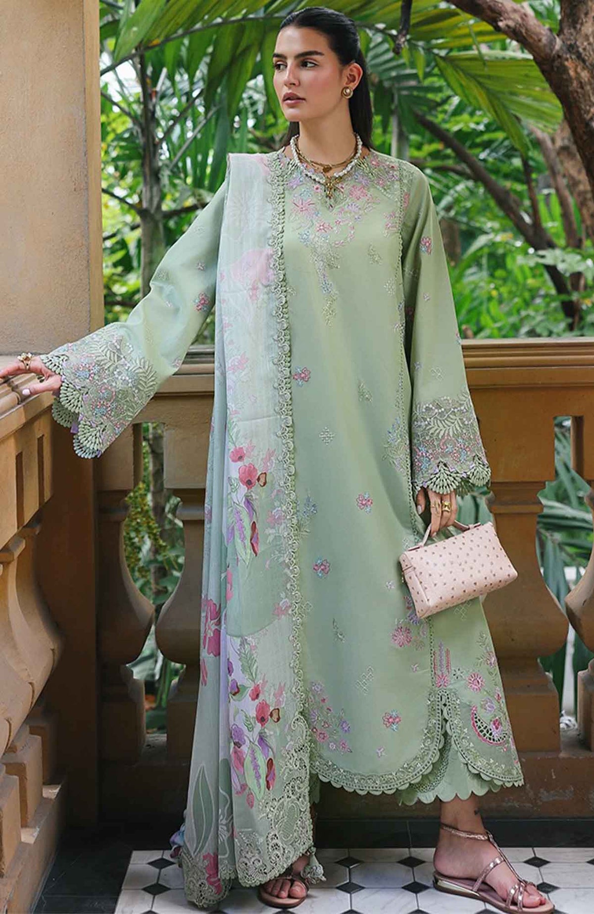 Qline by Qalamkar  Unstitched Lawn Embroidered 3 Piece Suit - QLMQDL-15- Rivah -  Summer Collection