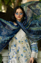 Signature Vol- II By Elaf Unstitched Lawn Embroidered 3 Piece Suit - ELFSGNV2-8B- Celine - Summer Collection