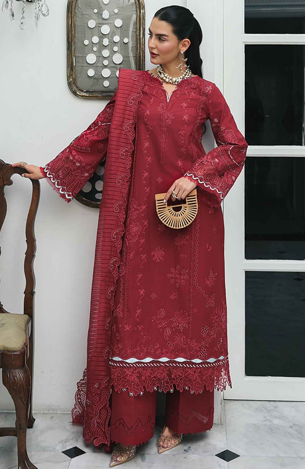 Qline by Qalamkar  Unstitched Lawn Embroidered 3 Piece Suit - QLMQDL-16- Qistah -  Summer Collection