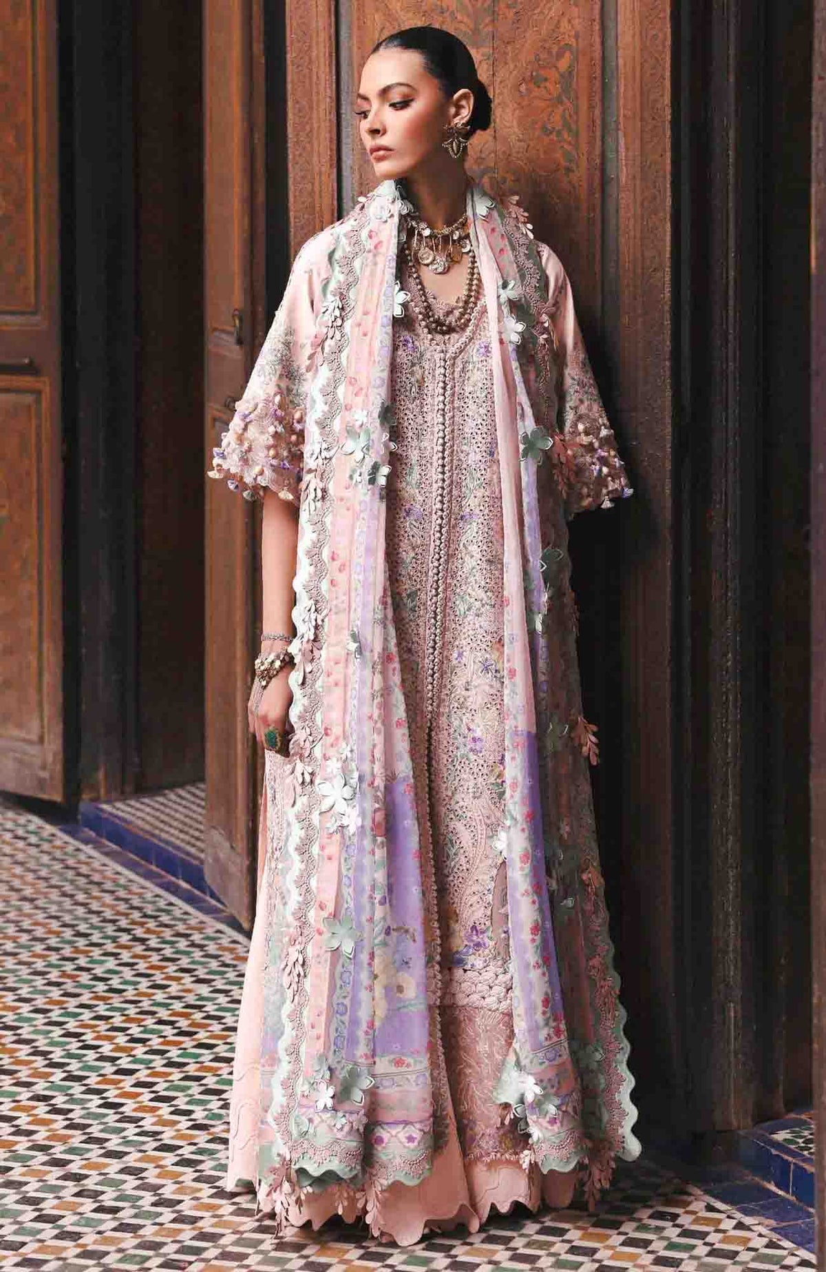 Reine Luxury By Republic Unstitched Lawn Embroidered 3 Piece Suits- RPRLXL-1B- Dahlia- Summer Collection
