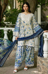 Signature Vol- II By Elaf Unstitched Lawn Embroidered 3 Piece Suit - ELFSGNV2-8B- Celine - Summer Collection