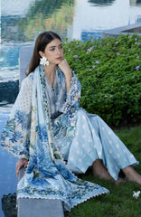 Santorini by Elaf Unstitched Lawn Printed 3 Piece Unstitched Suit - ELFSAN1A-Ocean Petals- Summer Collection