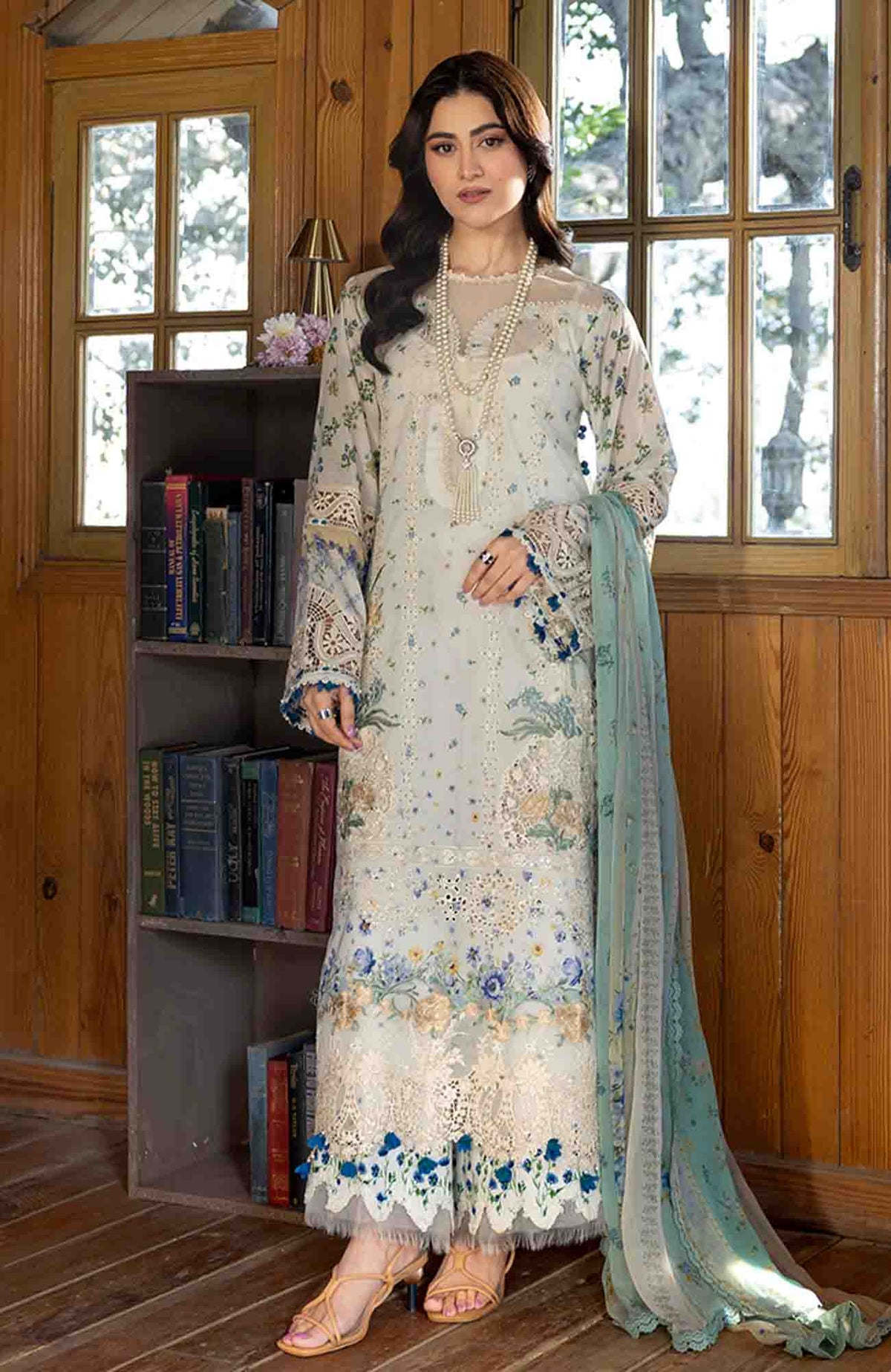 Chikankari by Elaf Unstitched Lawn Embroidered 3 Piece Suit - ELFCKL1A- Sahil -Summer Collection