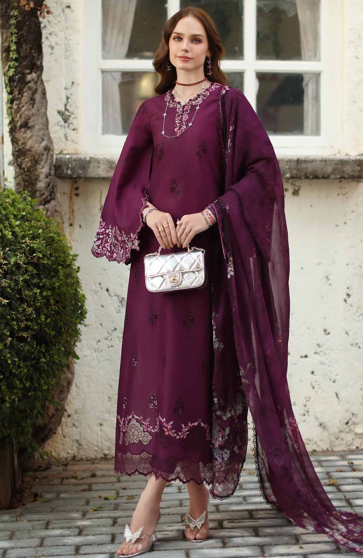 Noor Chikankari By Saadia Asad Unstitched Lawn Embroidered 3 Piece Suit - NSACKL-1A -  Summer Collection