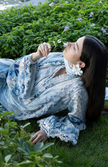 Santorini by Elaf Unstitched Lawn Printed 3 Piece Unstitched Suit - ELFSAN1A-Ocean Petals- Summer Collection