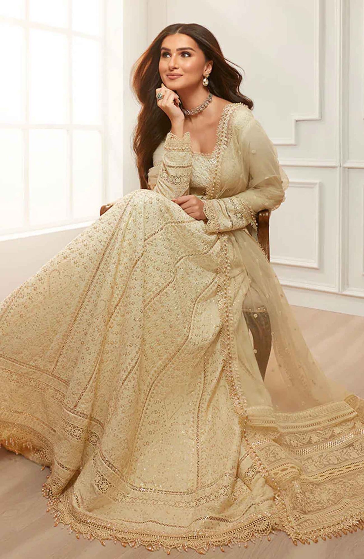 Luxury Lawn By Sobia Nazir Unstitched Lawn Embriodered 3 Piece Suit - SNLEL-1A- Summer Collection