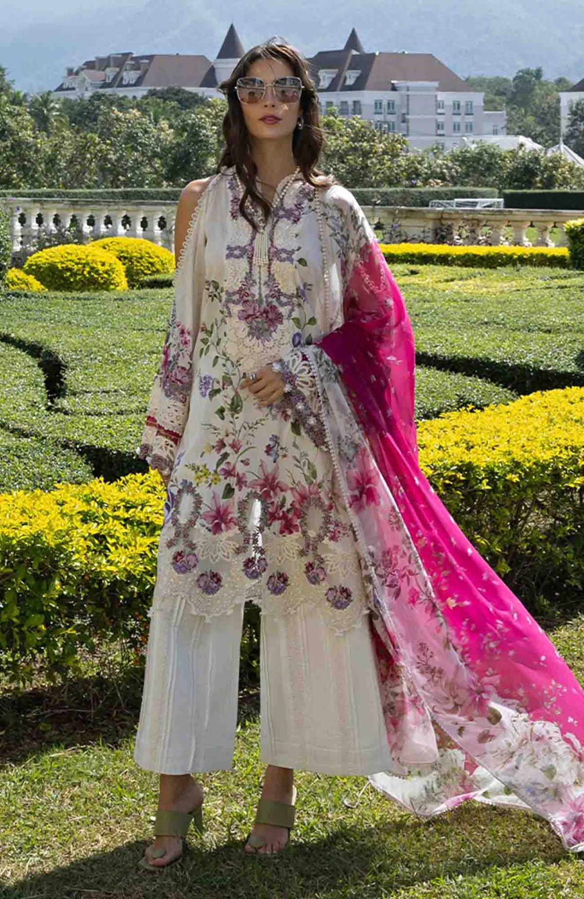 Signature By Elaf Unstitched Lawn Embroidered 3 Piece Suit - ELFSGN -1A- Duchess - Summer Collection