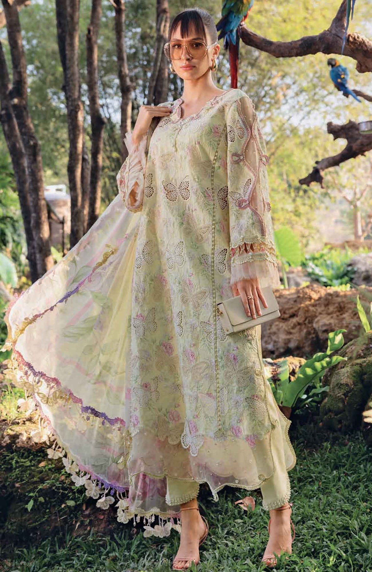 Mprints Safari Scape by Maria B Unstitched Lawn Embroidered 3 Piece Suit - MBMPSSL-1B -  Summer Collection
