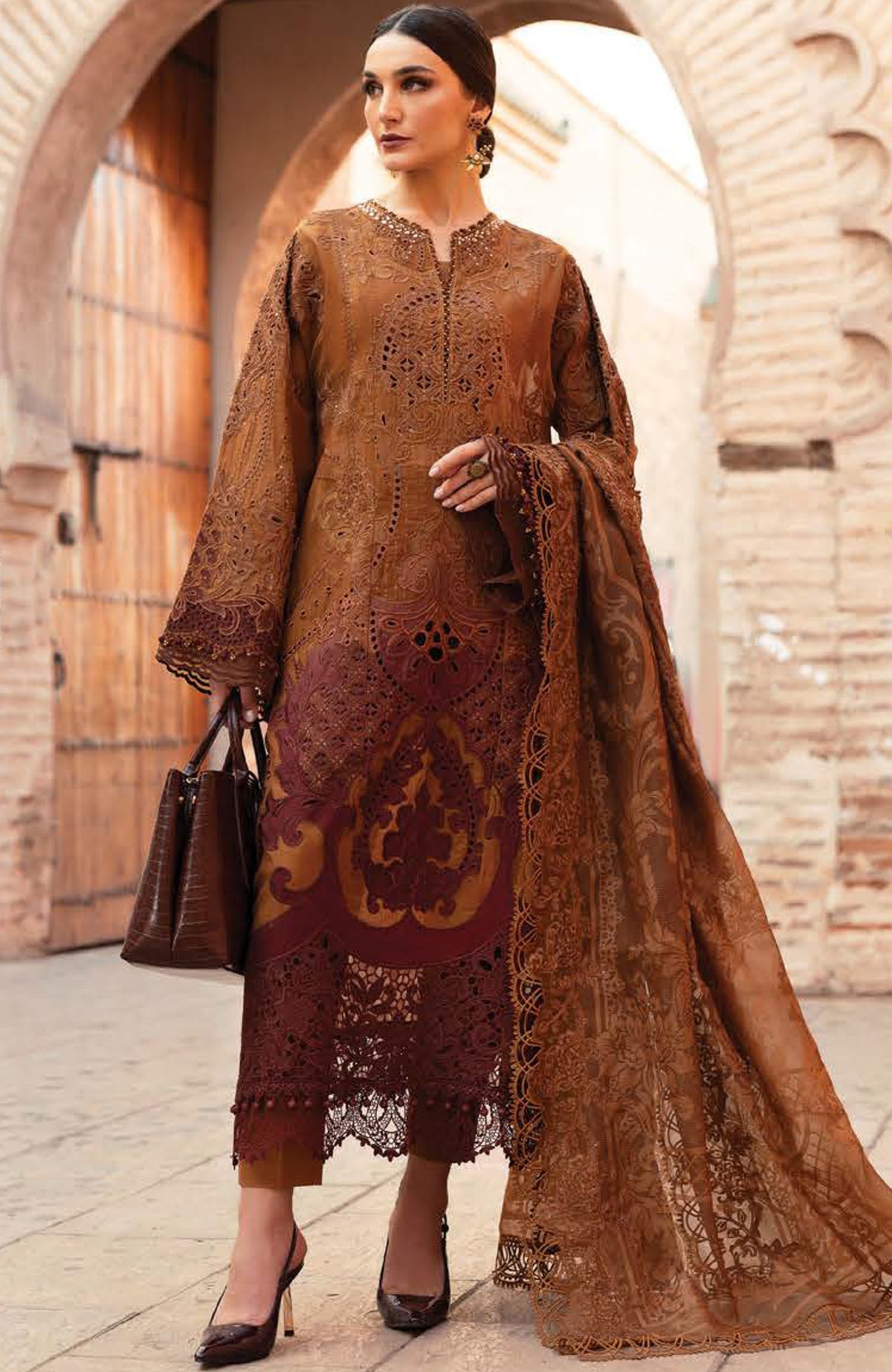Maria B Voyage a'Luxe x Morocco Luxury Lawn'25 Embroidered Suits Unstitched 3 Piece - MBVL25L1B- Summer Collection