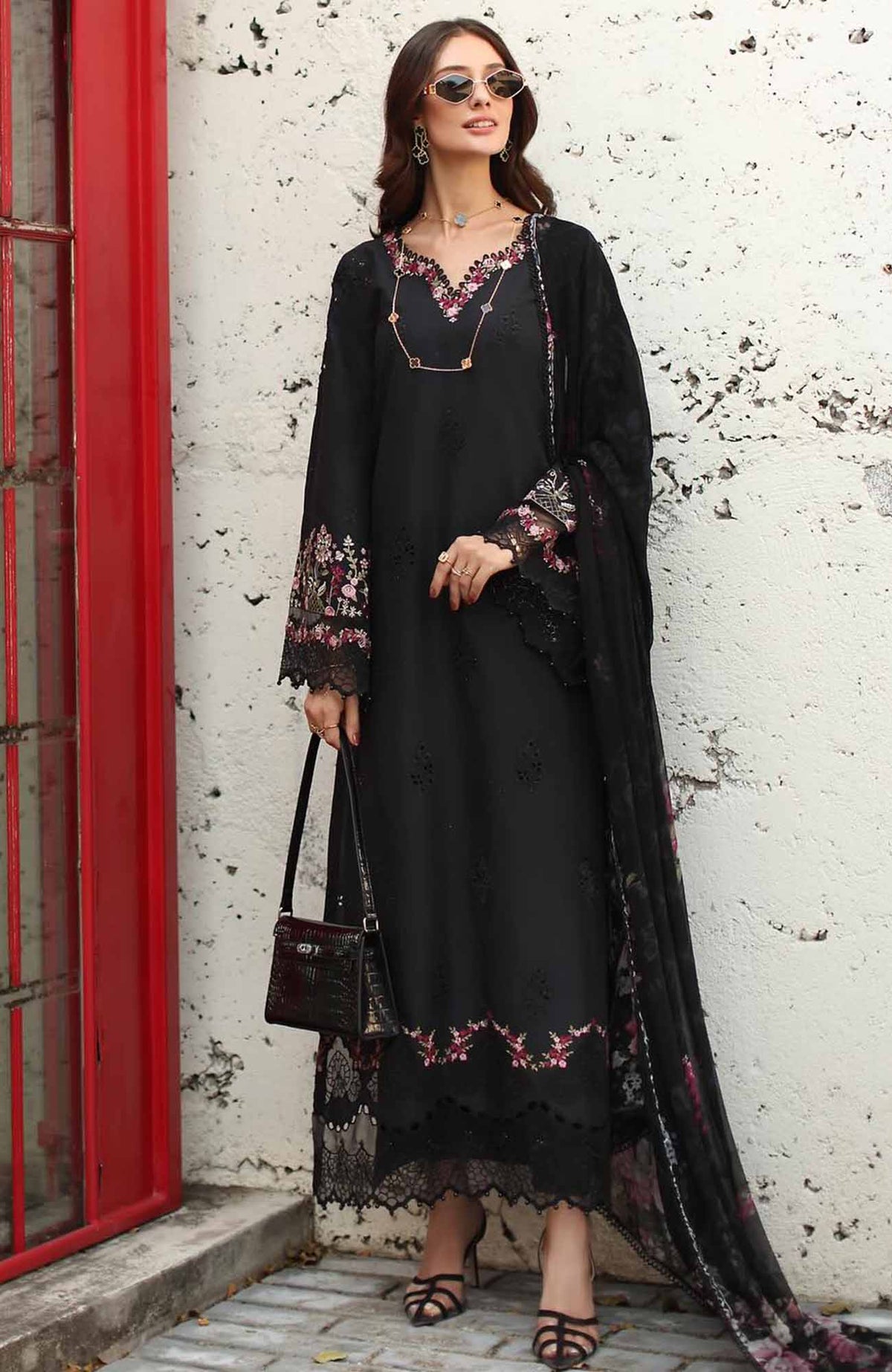 Noor Chikankari By Saadia Asad Unstitched Lawn Embroidered 3 Piece Suit - NSACKL-1B -  Summer Collection