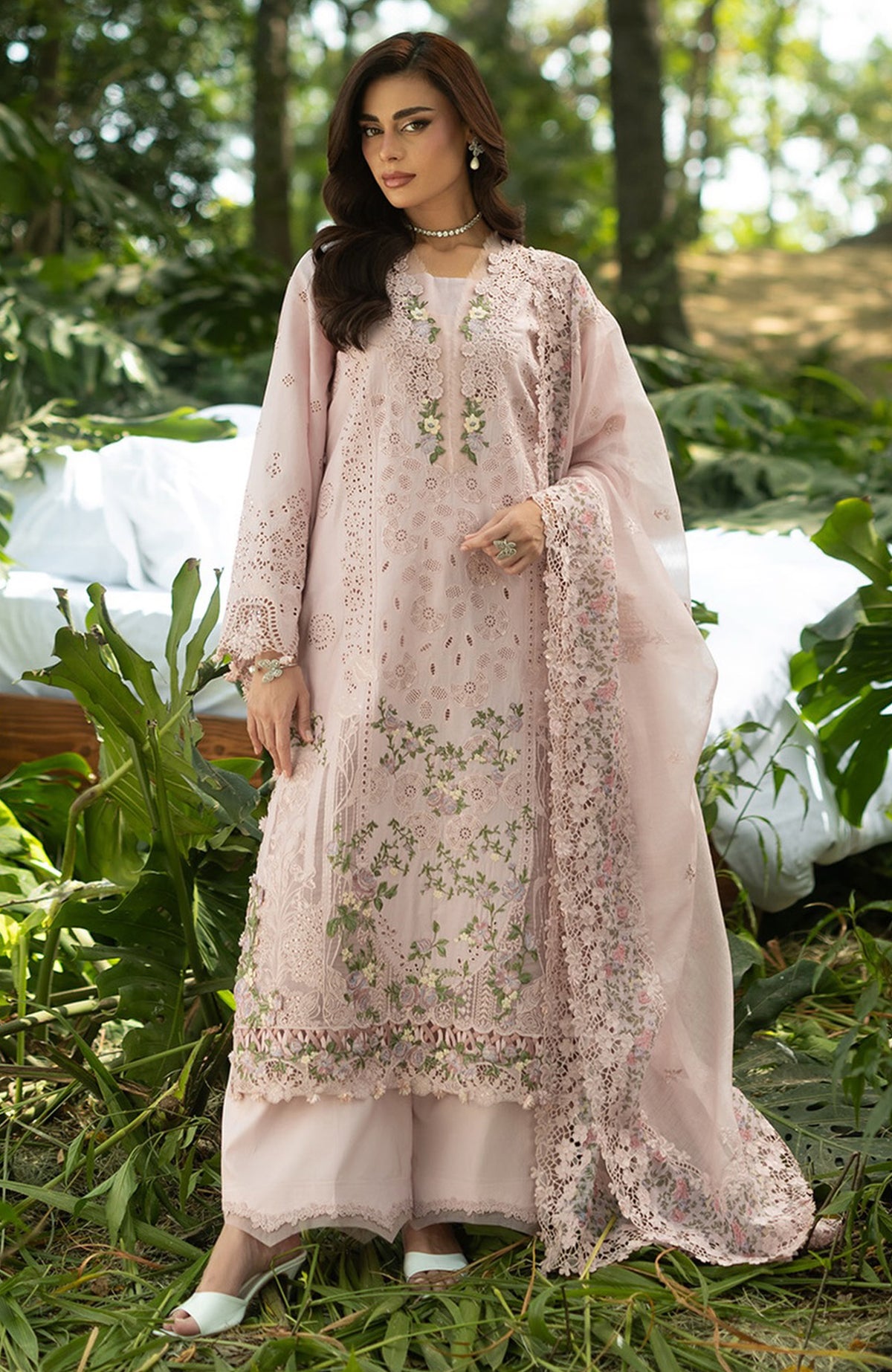Luxury Lawn VoII By Elaf Unstitched Lawn Embroidered 3 Piece Suit - ELFLXL-1B- Love Escape - Summer Collection