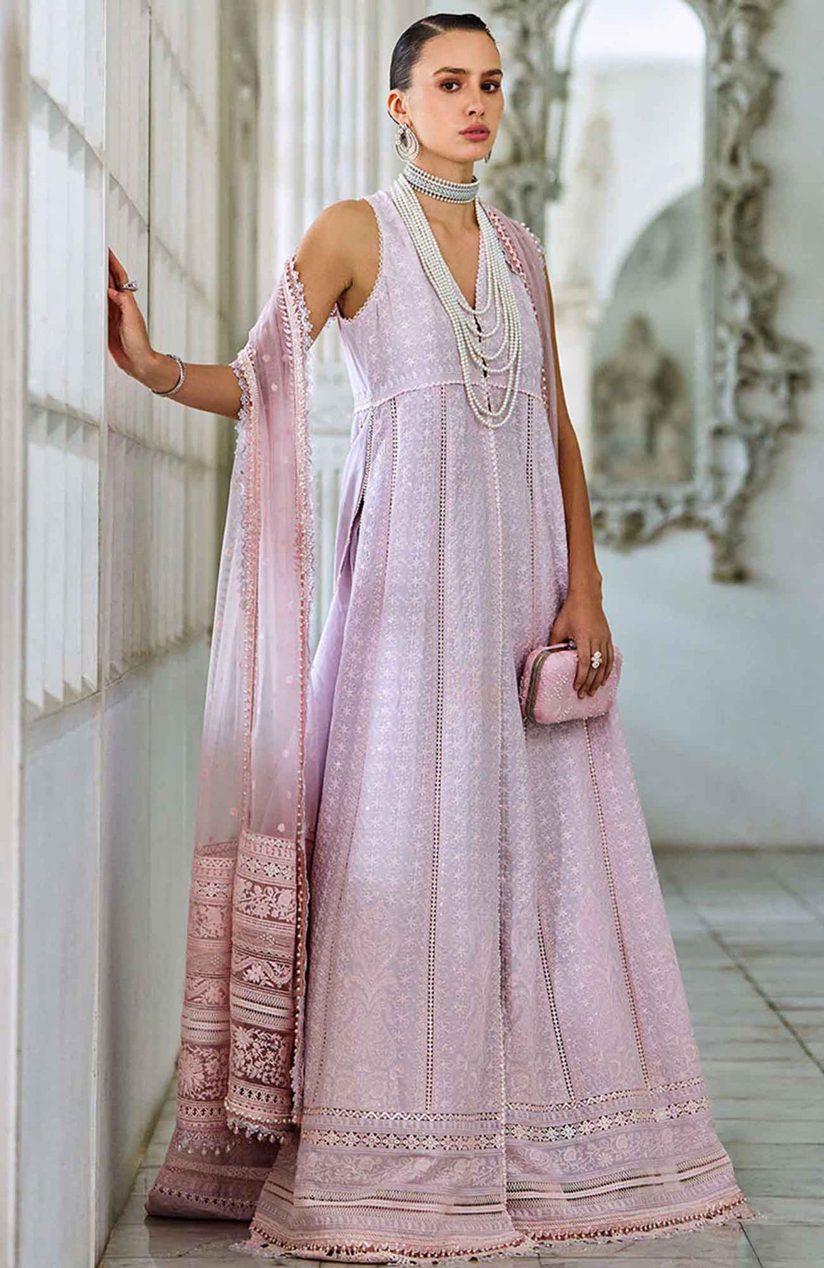 Luxury Lawn By Sobia Nazir Unstitched Lawn Embriodered 3 Piece Suit - SNLEL-1B- Summer Collection