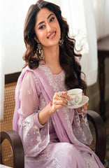 Eid Ensembles By Azure Unstitched Lawn Embroidered 3 Piece Suit - AZRESL134- Wisteria - Summer Collection
