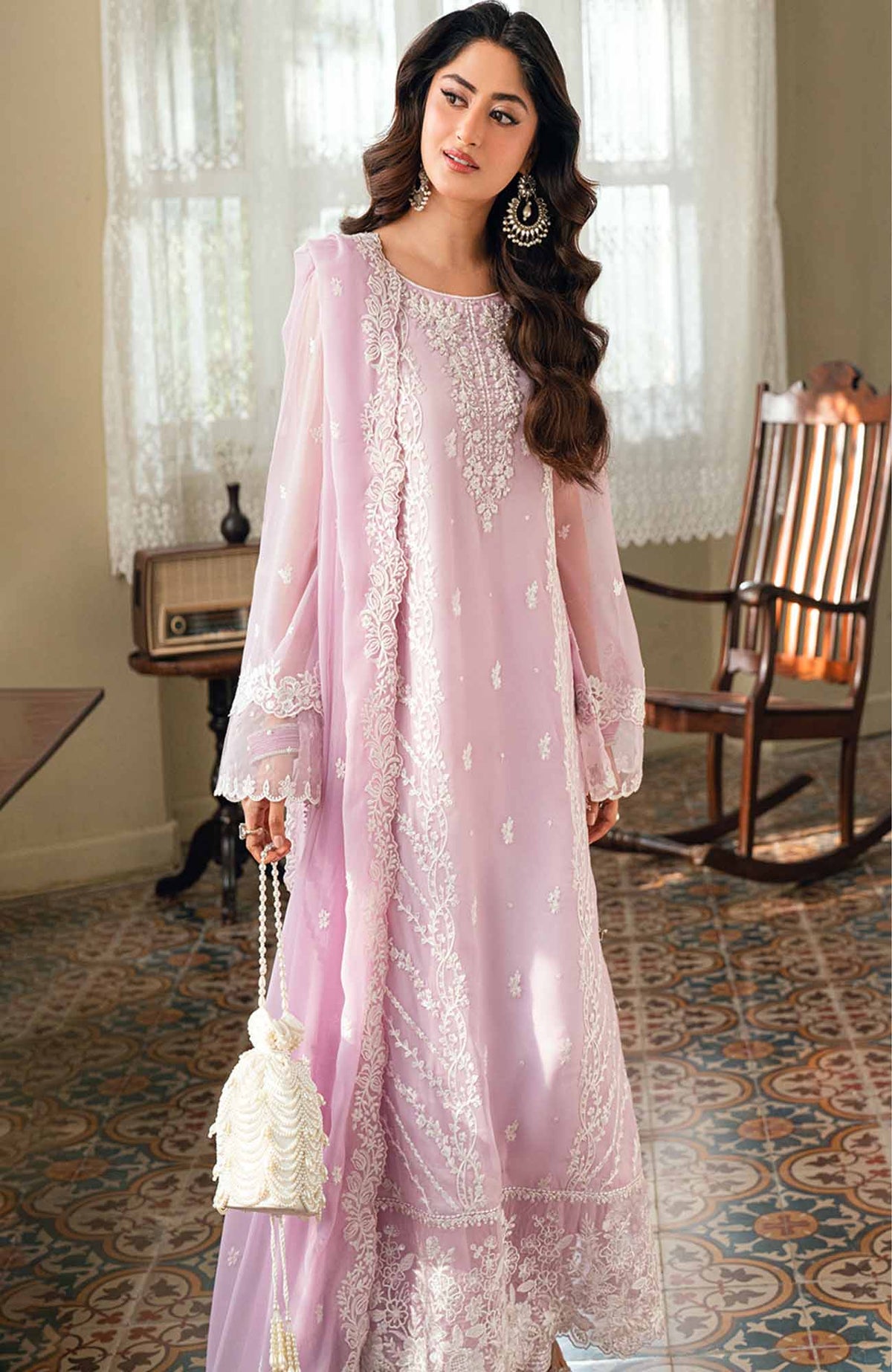 Eid Ensembles By Azure Unstitched Lawn Embroidered 3 Piece Suit - AZRESL134- Wisteria - Summer Collection