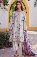 Luxury Lawn By Farah Talib Aziz Unstitched Lawn Embroidered 3 Piece Suit - FTALXL-01- Evita Ivory  - Summer Collection