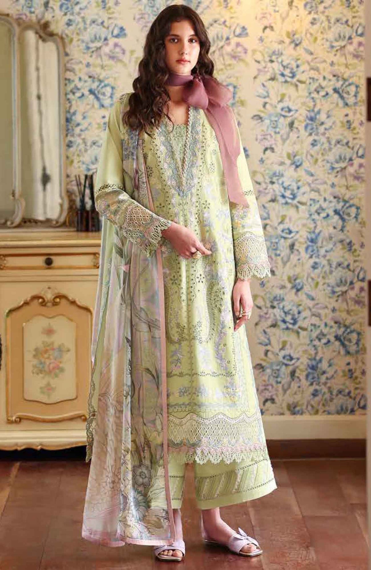 Belle Saison by Esmel Unstitched Lawn Embroidered 3 Piece Suit - ESLBLS-02-Eglea - Summer Collection