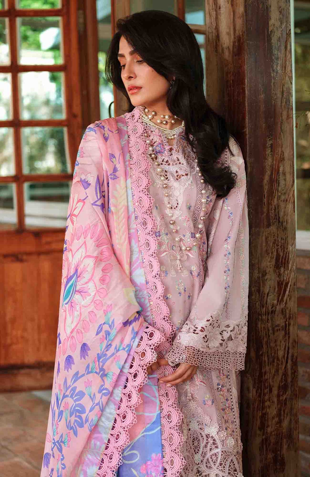 A Moi - Held By Love By Mushq Unstitched Luxury Lawn Embroidered 3 Piece Suit - MQHMAM-01- Opulent Whisper -  Summer Collection