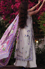 Luxury Lawn By Farah Talib Aziz Unstitched Lawn Embroidered 3 Piece Suit - FTALXL-01- Evita Ivory  - Summer Collection