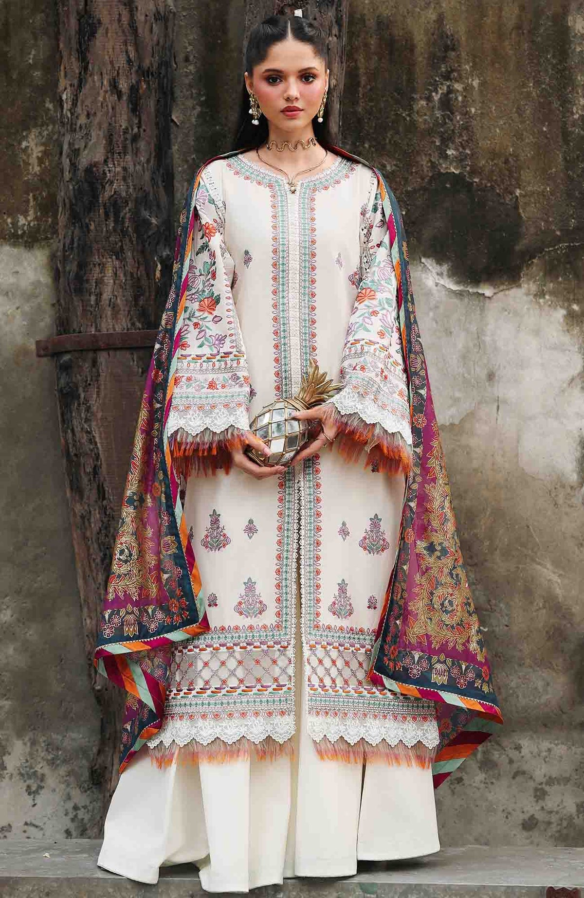 Lumina By Bin Ilyas Unstitched Lawn Embroidered 3 Piece Suit BNLYLMN-01-  Summer Collection