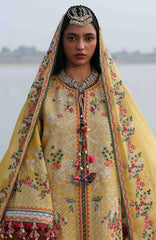 Kala Bagh By Hussain Rehar Unstitched Luxury Lawn Embroidered 3 Piece Suit - HRKBLXL-01- Ochre- Summer Collection