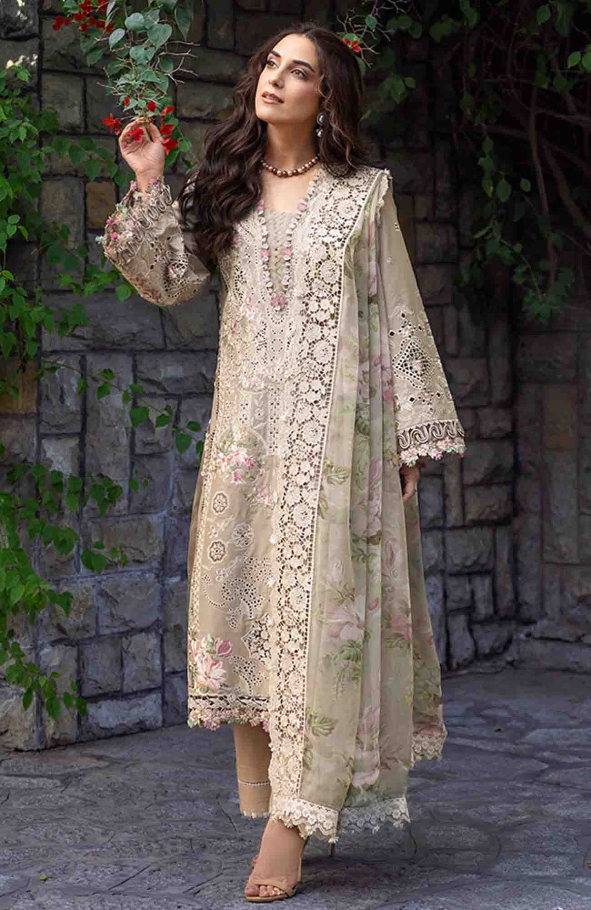 Luxury By Elaf Unstitched Lawn Embroidered 3 Piece Suit - ELFLXL-2A- Camellia - Summer Collection