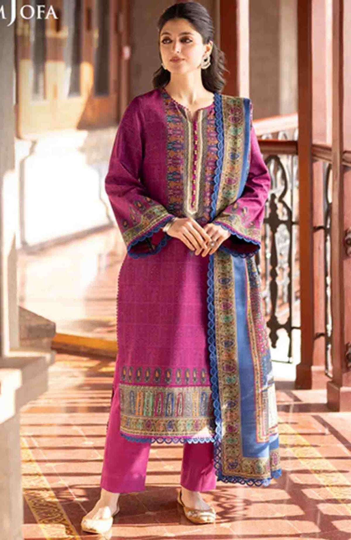 Khaddar by Asim Jofa Unstitched Khaddar Printed 3 Piece Suit -AJPKV24W51- Winter Collection