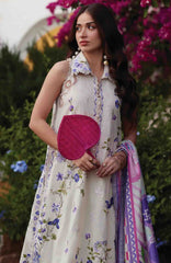 Luxury Lawn By Farah Talib Aziz Unstitched Lawn Embroidered 3 Piece Suit - FTALXL-01- Evita Ivory  - Summer Collection