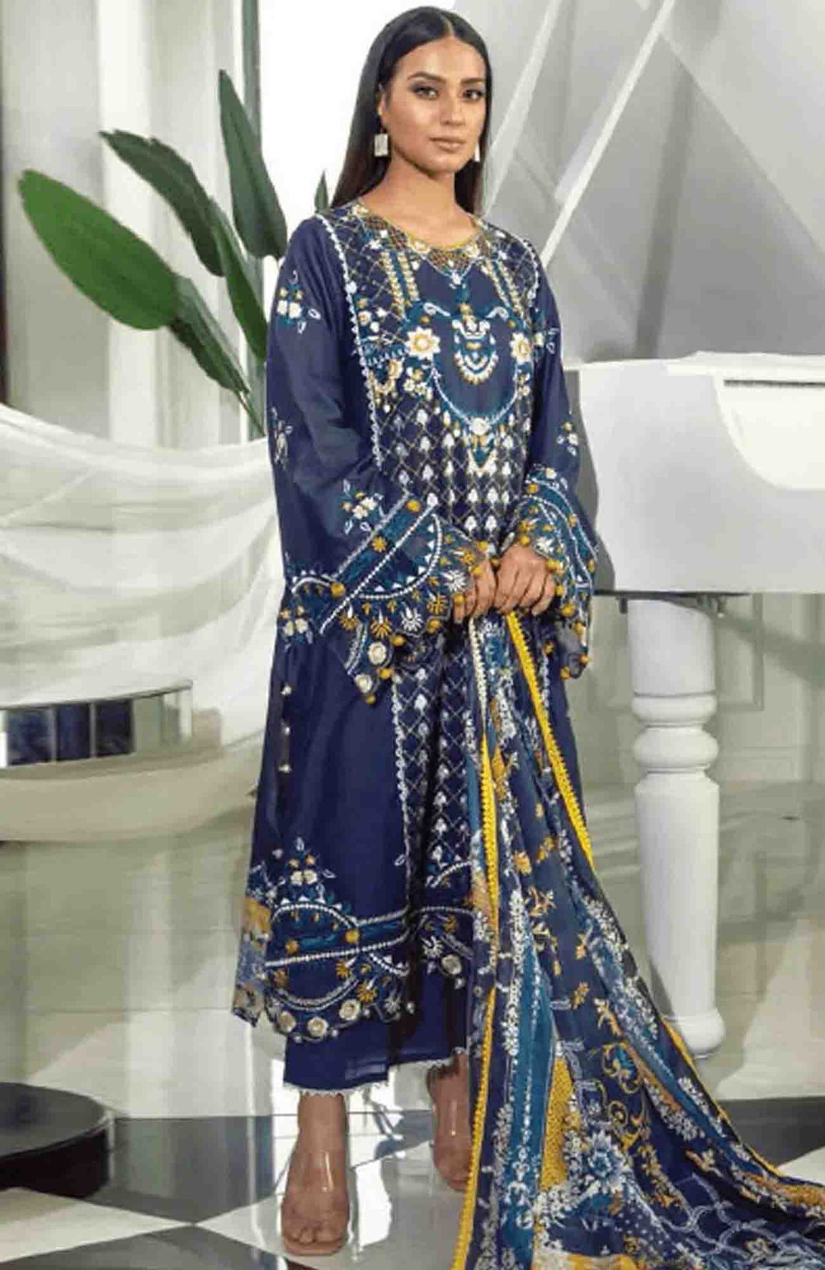 ZOHA Luxury Lawn by Ansab Jahangir Unstitched 3Pc Suit-  ANJH22Z-1- Summer Collection