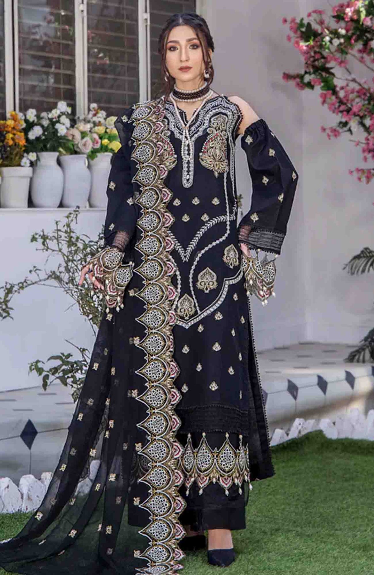 Afsoon by  Humdum Unstitched Embroidered 3 Piece- HDAFSN23L-04- Summer Collection