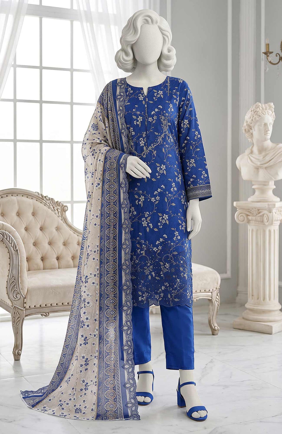 LUCHI  By Justuju Unstitched Embroidered Cambric 3 Piece Suit - JTJLCHI-02- Winter Collection