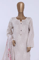 Chikankari BY HZ Textiles  Ready to wear Embroidered 3 Piece Suit -HZCHKEMB -02- Warm Pearl-  Summer Collection