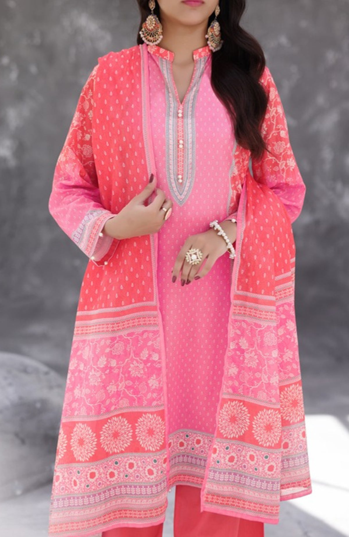 Maya Cambric Vol 1  BY Aizal Ready to wear Printed 3 Piece Suit -AZLV1MYA -02- Blush Pink -  Winter Collection