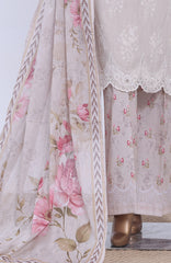 Chikankari BY HZ Textiles  Ready to wear Embroidered 3 Piece Suit -HZCHKEMB -02- Warm Pearl-  Summer Collection